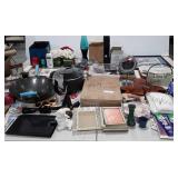 Homegoods group, wall clock, wok, makeup mirror,