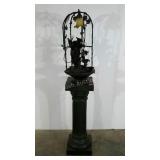 Water feature and lamp on pedestal, untested, may