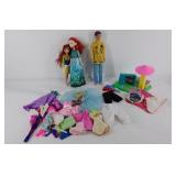 Group of dolls, doll clothes and accessories,
