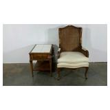 End table and caned French Providence style