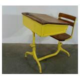 School house desk with ink well hole, painted