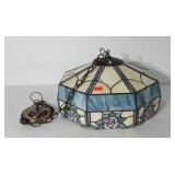 Leaded stained glass ceiling light, blue and