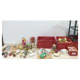 Organizer with Christmas decor and ornaments