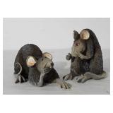 Two small rat figurines, 3.5" and 5.5"