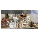 Storage tote with fall decor, lighted garland,