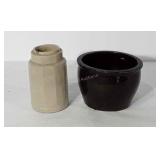 Stoneware, includes planter and crock, both have