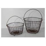 Two egg gathering baskets, 13" and 15"