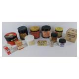Advertising tins, mostly medicine cabinet items,