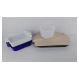 Three pieces of Anchor Hocking glass Bakewell and