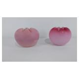 Two handblown pink glass vases