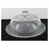 Glass covered cake plate, approximately 13" in