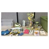 Two Storage totes with home decor, Easter decor,