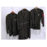 Three U.S. Military coats, U.S.M.C, uniform and