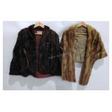 Two ladies fur stoles, the light brown one has a