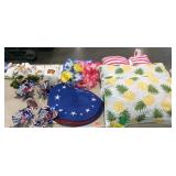 Storage tote with summer supplies, pineapple