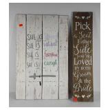 Wooden decor signs, Bride & Groom 7x32 and She