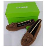 pair of Crocs ladies moccasins, new in box, 9W