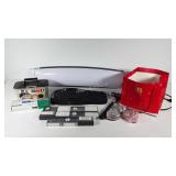 Mixed group, hockey guy toys, fax film, keyboard,