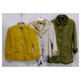 Three ladies coats, various sizes, designers,