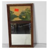 Reverse mirror with print, framed, 8" x 14.5"