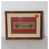 Welcome needle point, framed and triple matted,