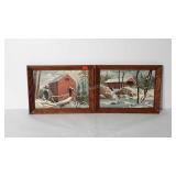 Covered bridge and mill paint by numbers, both