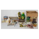Basket of gardening supplies, includes rain