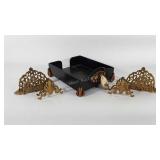 Decor group, brass napkin and silverware holders