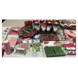 Christmas decor, ornaments, tins, wreath, baking