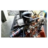 Skid lot: light fixtures, artwork, weed barrier,