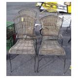 Set of 4 Outdoor Chairs, wrought iron framed with