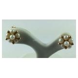 14k gold and gold bead earrings