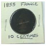 1855 French 10 centimes coin