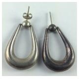 Sterling silver long hoop earrings