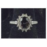 Size 6.25 Smoky quartz simulated diamond ring