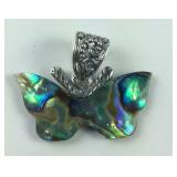 Abalone butterfly pendant sterling silver