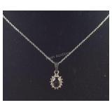 Smoky quartz simulated diamond necklace 20in