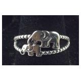 Sterling silver size 8 double elephant ring