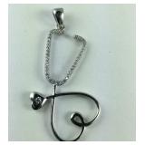 Sterling silver CZ stethoscope pendant
