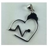 Sterling silver CZ nurse lifeline  pendant