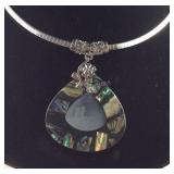 Abalone white shell necklace 18in stainless steel