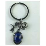 Lapis lazuli white shell dragonfly keychain