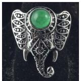 Size 7 Green aventurine elephant ring stainless