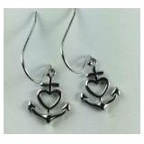 Sterling silver heart anchor earrings