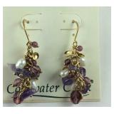 Amethyst stone chip dangle earrings