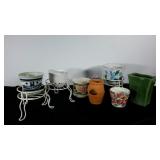 Planter group, 7 total, includes three small