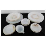 Group of Liberty milk glass, 5 dinner plates, 4