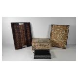 Decorative boxes and serving trays, some damage