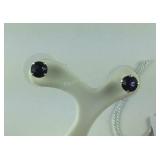 Sterling tanzanite color Swarovski crystal stud