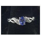 Size 7 Sterling tanzanite and natural white